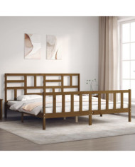 Cadre de lit sans matelas marron miel 200x200cm bois pin massif | Mobilier & Déco