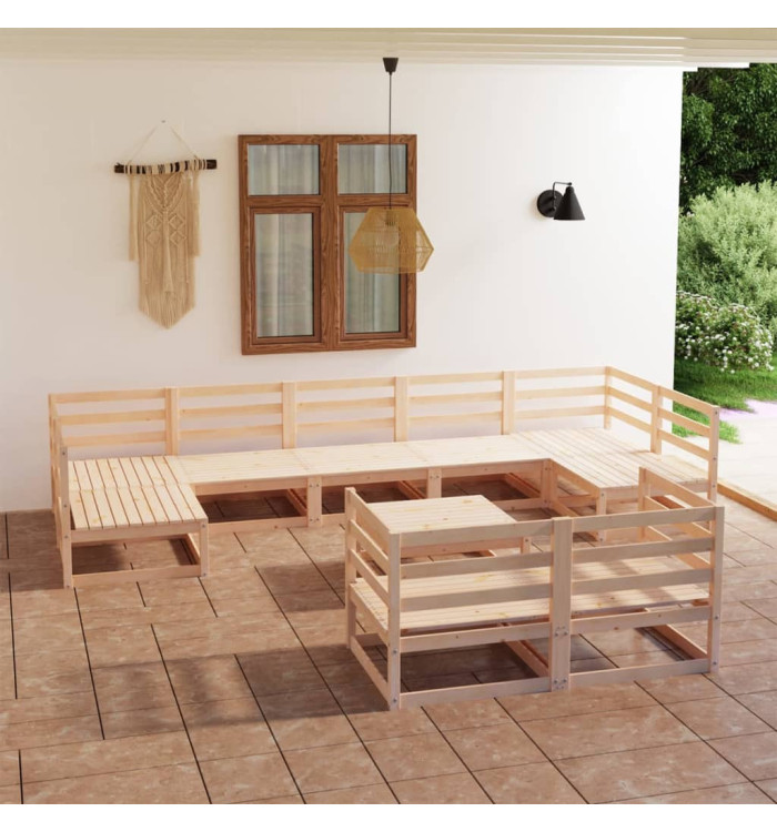 Salon de jardin 10 pcs bois de pin massif | Mobilier & Déco