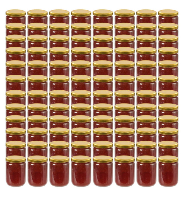 Pots à confiture avec couvercle doré 96 pcs Verre 230 ml | Mobilier & Déco
