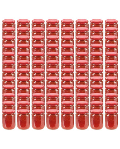 Pots à confiture avec couvercle rouge 96 pcs Verre 230 ml | Mobilier & Déco
