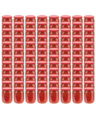 Pots à confiture avec couvercle rouge 96 pcs Verre 230 ml | Mobilier & Déco