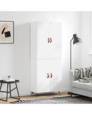Buffet haut Blanc brillant 69,5x34x180 cm Bois d'ingénierie | Mobilier & Déco