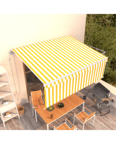 Auvent automatique rétractable avec store 4,5x3m Jaune et blanc | Mobilier & Déco