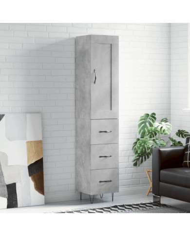 Buffet haut Gris béton 34,5x34x180 cm Bois d'ingénierie | Mobilier & Déco