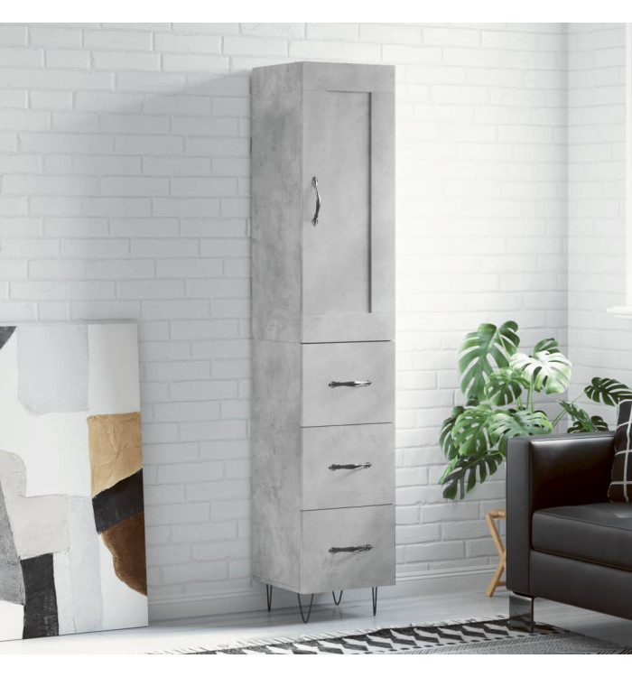 Buffet haut Gris béton 34,5x34x180 cm Bois d'ingénierie | Mobilier & Déco