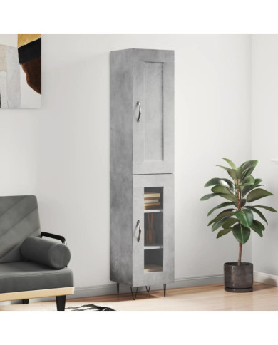 Buffet haut Gris béton 34,5x34x180 cm Bois d'ingénierie | Mobilier & Déco