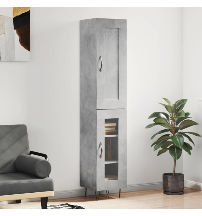 Buffet haut Gris béton 34,5x34x180 cm Bois d'ingénierie | Mobilier & Déco
