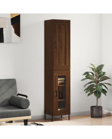 Buffet haut Chêne marron 34,5x34x180 cm Bois d'ingénierie | Mobilier & Déco
