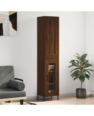 Buffet haut Chêne marron 34,5x34x180 cm Bois d'ingénierie | Mobilier & Déco