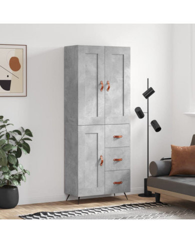 Buffet haut Gris béton 69,5x34x180 cm Bois d'ingénierie | Mobilier & Déco