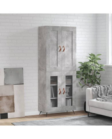Buffet haut Gris béton 69,5x34x180 cm Bois d'ingénierie | Mobilier & Déco
