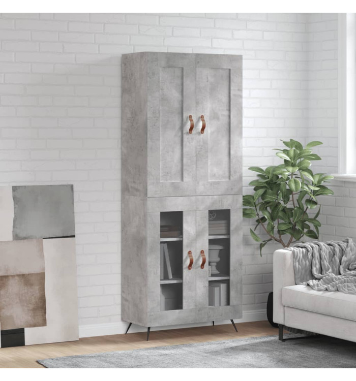Buffet haut Gris béton 69,5x34x180 cm Bois d'ingénierie | Mobilier & Déco