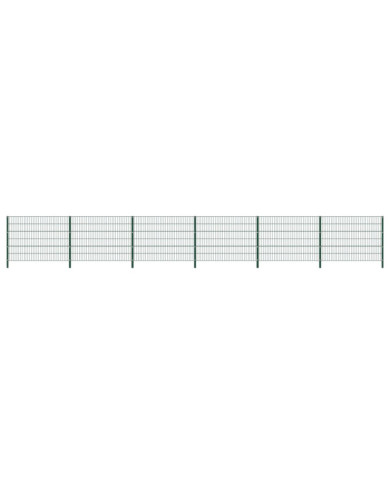 Panneau de clôture avec poteaux Fer 10,2 x 1,2 m Vert | Mobilier & Déco