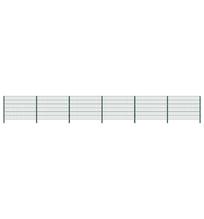 Panneau de clôture avec poteaux Fer 10,2 x 1,2 m Vert | Mobilier & Déco