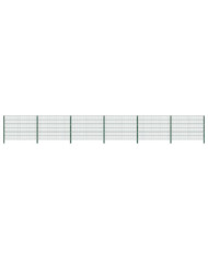 Panneau de clôture avec poteaux Fer 10,2 x 1,2 m Vert | Mobilier & Déco
