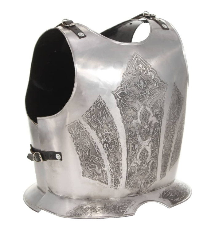 Cuirasse d'armure corporelle chevalier médiéval Argenté Acier | Mobilier & Déco