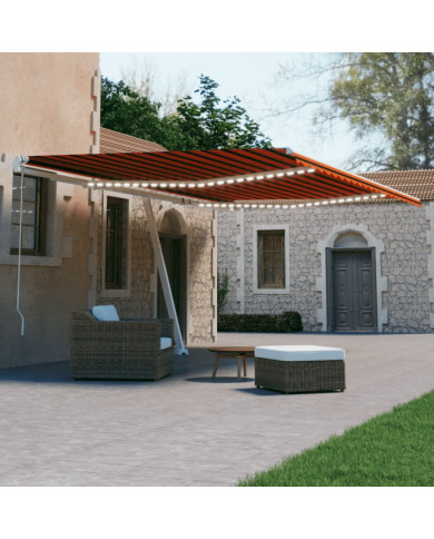Auvent automatique capteur de vent/LED 500x300 cm Orange marron | Mobilier & Déco