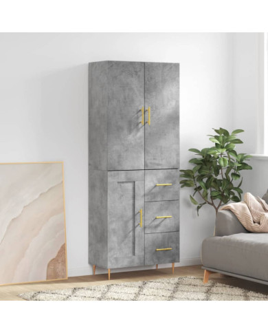 Buffet haut Gris béton 69,5x34x180 cm Bois d'ingénierie | Mobilier & Déco