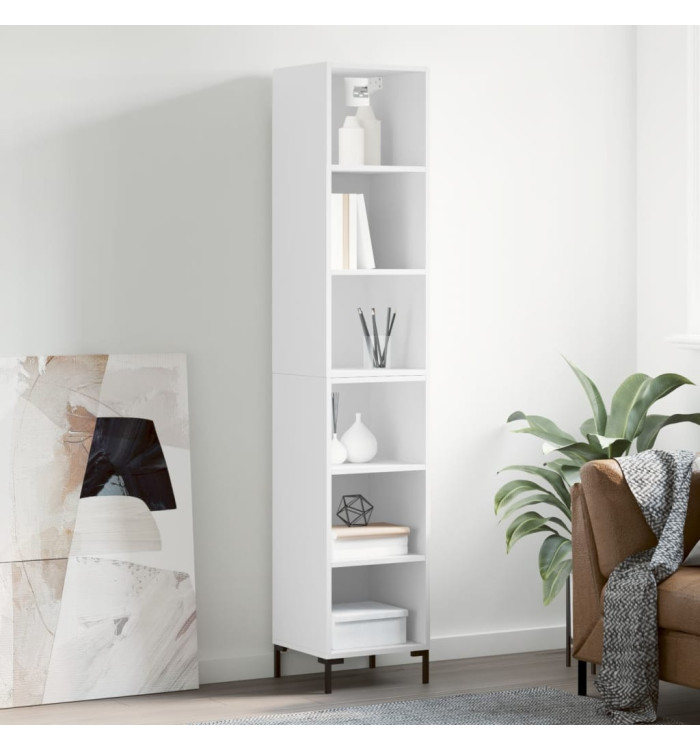 Buffet haut Blanc brillant 34,5x32,5x180 cm Bois d'ingénierie | Mobilier & Déco