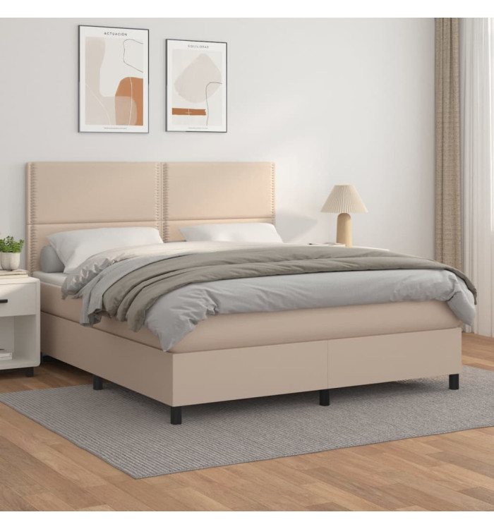 Sommier à lattes de lit avec matelas Cappuccino 160x200 cm | Mobilier & Déco