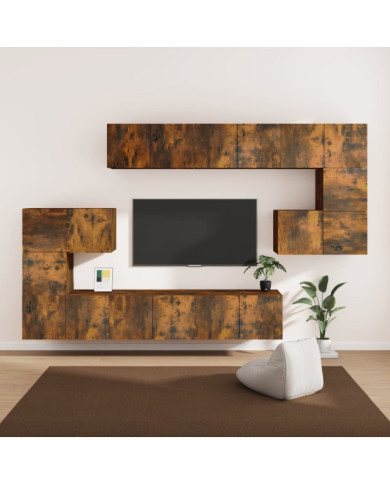 Ensemble de meubles TV 10 pcs Chêne fumé Bois d'ingénierie | Mobilier & Déco