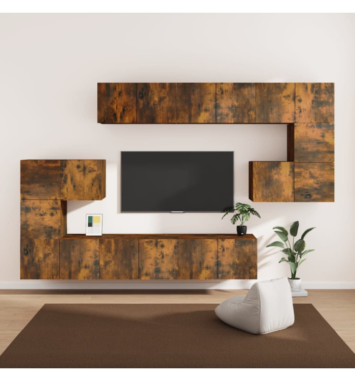 Ensemble de meubles TV 10 pcs Chêne fumé Bois d'ingénierie | Mobilier & Déco