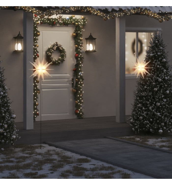 Lumières de Noël avec piquets 3 pcs LED pliable blanc 57 cm | Mobilier & Déco