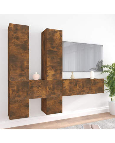 Ensemble de meubles TV 7 pcs Chêne fumé Bois d'ingénierie | Mobilier & Déco