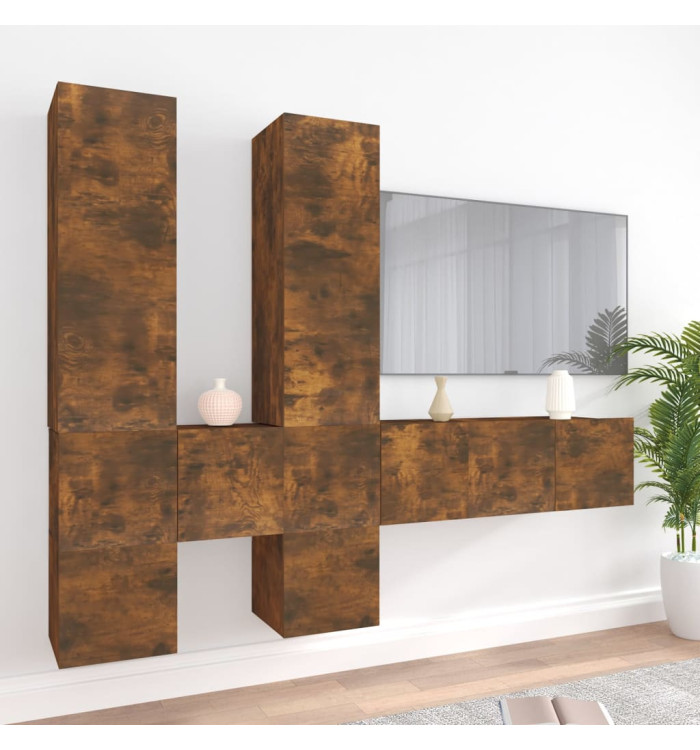 Ensemble de meubles TV 7 pcs Chêne fumé Bois d'ingénierie | Mobilier & Déco