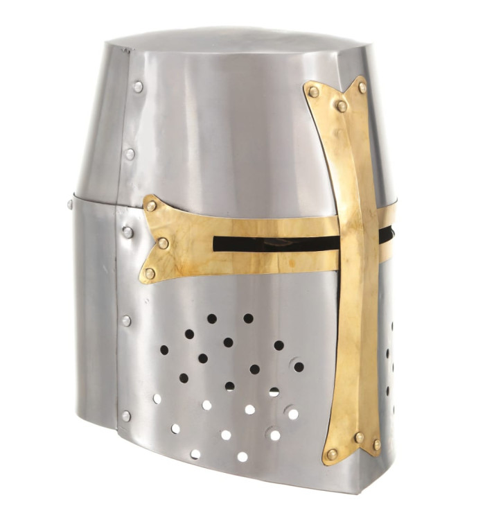 Casque de chevalier croisé antique pour GN Argenté Acier | Mobilier & Déco