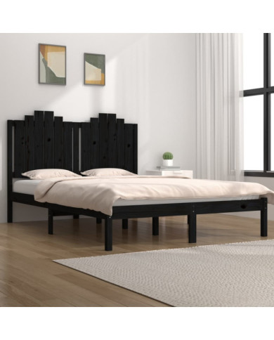 Cadre de lit sans matelas noir bois massif | Mobilier & Déco