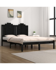 Cadre de lit sans matelas noir bois massif | Mobilier & Déco