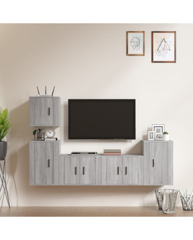 Ensemble de meubles TV 5 pcs Sonoma gris Bois d'ingénierie | Mobilier & Déco