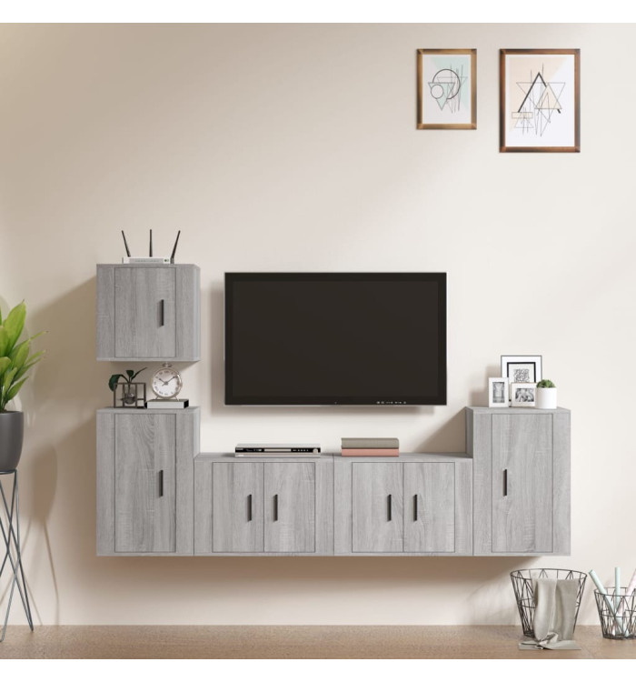 Ensemble de meubles TV 5 pcs Sonoma gris Bois d'ingénierie | Mobilier & Déco