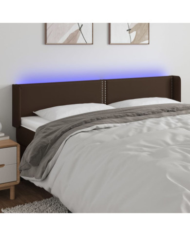 Tête de lit à LED Marron 183x16x78/88 cm Similicuir | Mobilier & Déco