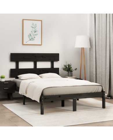 Cadre de lit sans matelas noir 120x190 cm bois massif | Mobilier & Déco