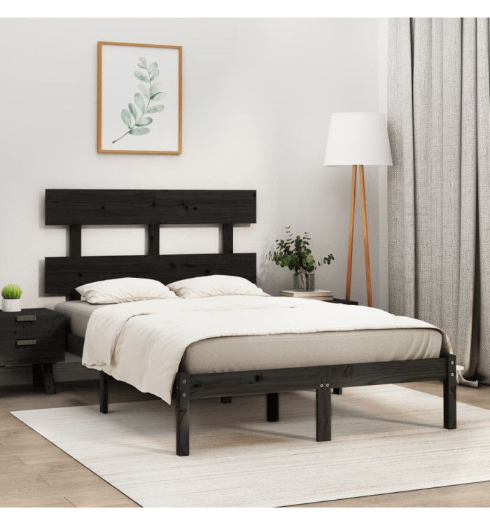 Cadre de lit sans matelas noir 120x190 cm bois massif | Mobilier & Déco