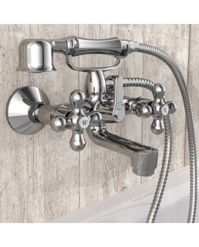 SCHÜTTE Mitigeur de baignoire à 2 poignées et douchette ELK chrome | Mobilier & Déco