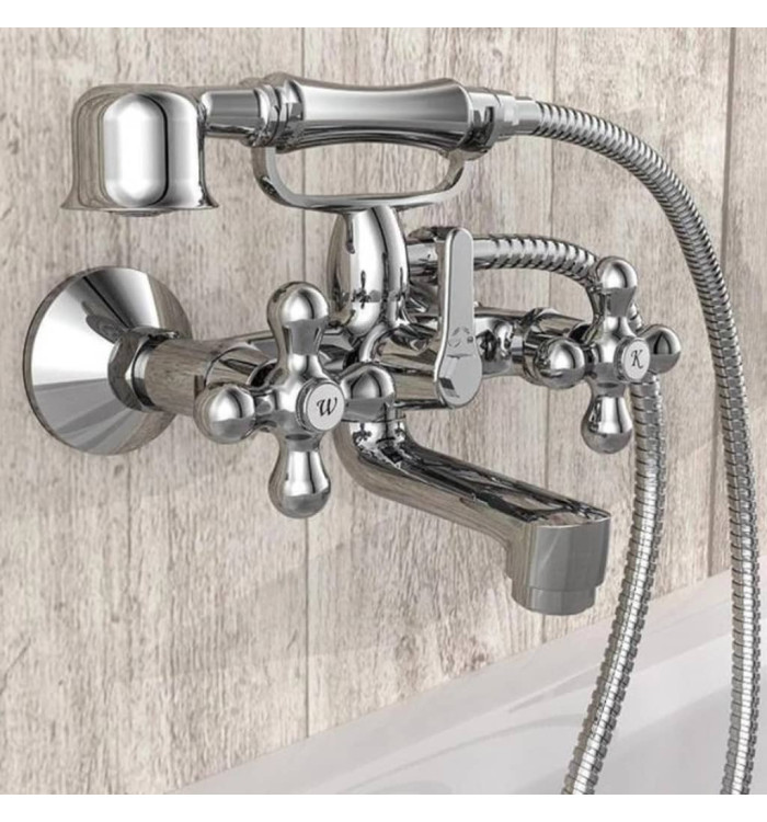 SCHÜTTE Mitigeur de baignoire à 2 poignées et douchette ELK chrome | Mobilier & Déco