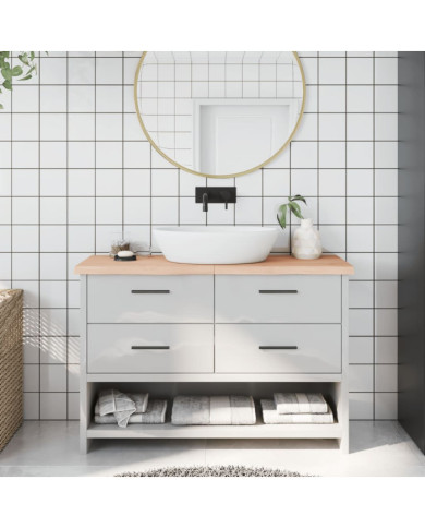 Comptoir de salle de bain 120x40x(2-4)cm bois massif non traité | Mobilier & Déco