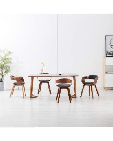 Chaises à manger lot de 4 gris foncé tissu et bois courbé | Mobilier & Déco