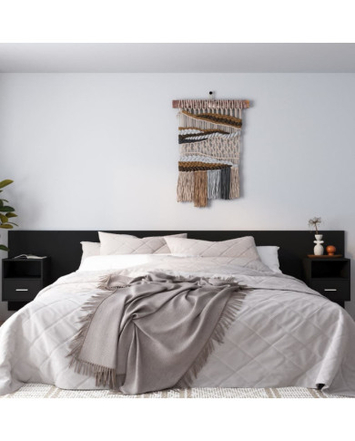 Tête de lit avec armoires Noir Bois d’ingénierie | Mobilier & Déco