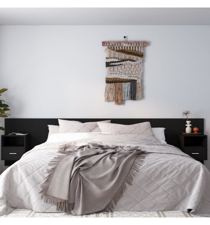 Tête de lit avec armoires Noir Bois d’ingénierie | Mobilier & Déco
