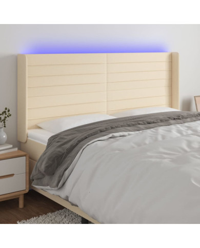 Tête de lit à LED Crème 183x16x118/128 cm Tissu | Mobilier & Déco