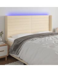 Tête de lit à LED Crème 183x16x118/128 cm Tissu | Mobilier & Déco