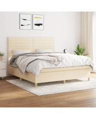 Sommier à lattes de lit avec matelas Crème 180x200 cm Tissu | Mobilier & Déco