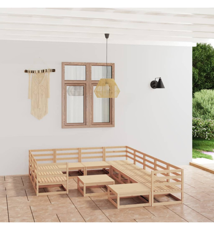 Salon de jardin 12 pcs bois de pin massif | Mobilier & Déco
