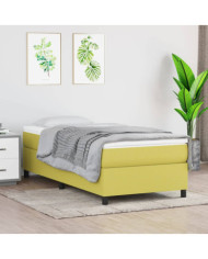 Sommier à lattes de lit avec matelas Vert 100x200 cm Tissu | Mobilier & Déco