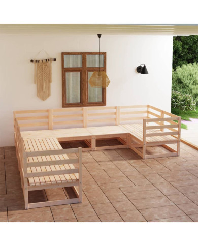 Salon de jardin 8 pcs bois de pin massif | Mobilier & Déco