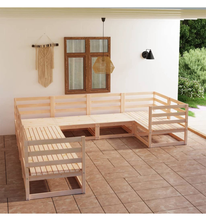 Salon de jardin 8 pcs bois de pin massif | Mobilier & Déco